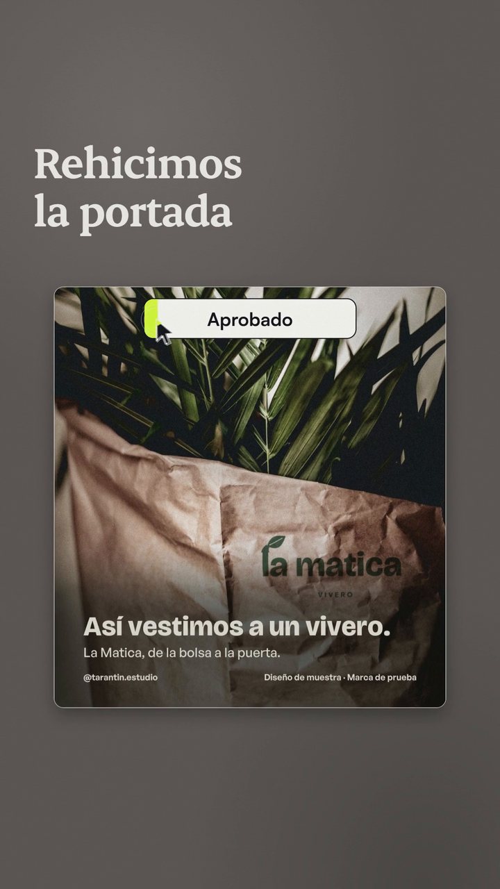 Cuadro del reel: la portada nueva de La Matica marcada «Aprobado»